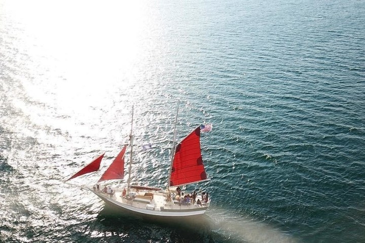 Spirit of Buffalo sailing as the sun sets